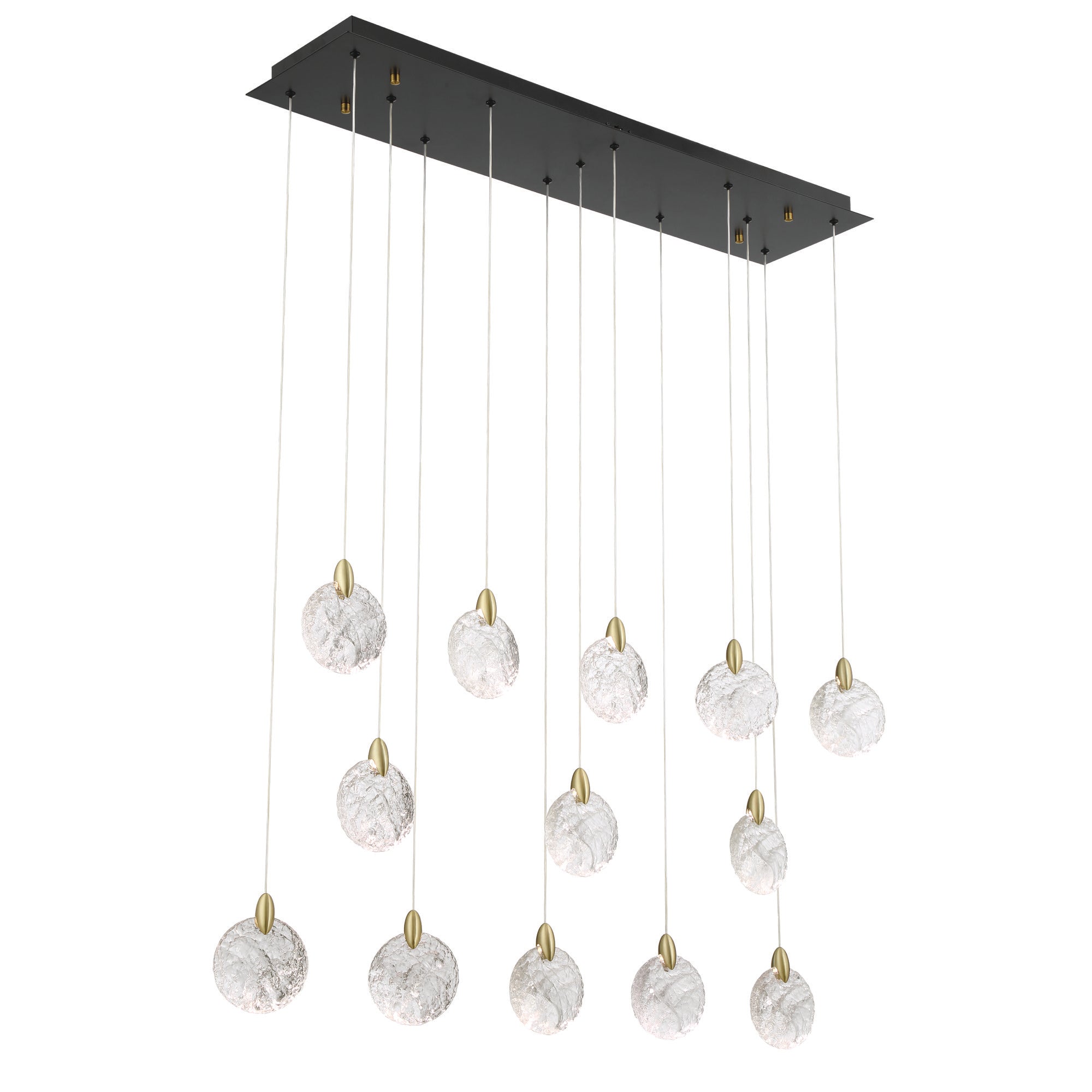 SNOWFLAKE luminaire suspendu verre glacier , doré et noir AC12154BB