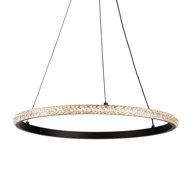 NOVA luminaire suspension 15 3/4"D noir et cristaux AC6710BK