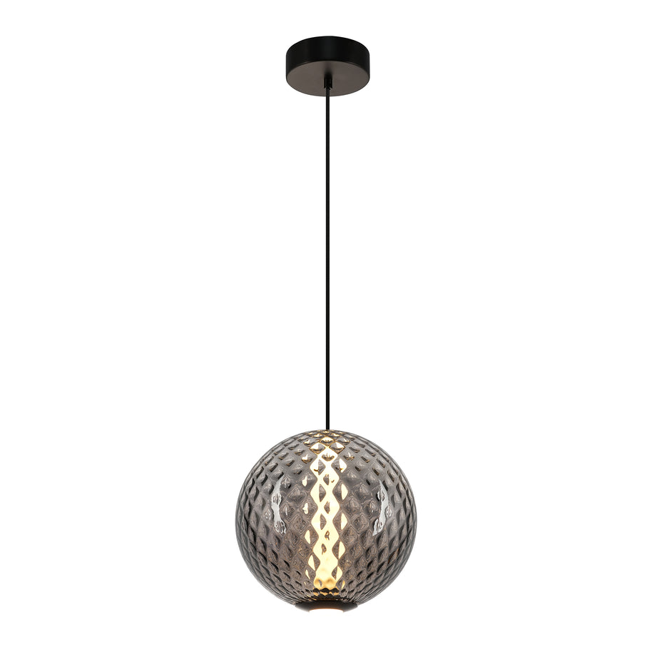 CELESTE Luminaire suspendu verre blanc ou fumé 12"D AC6940