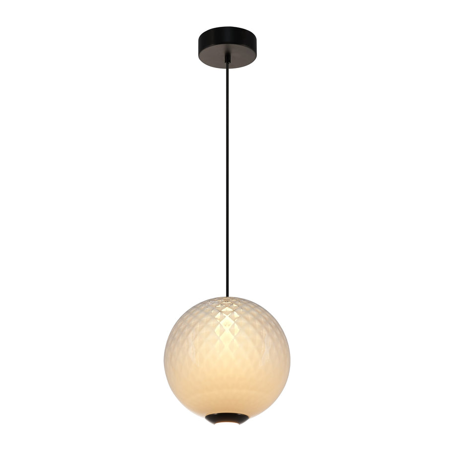 CELESTE Luminaire suspendu verre blanc ou fumé 12"D AC6940