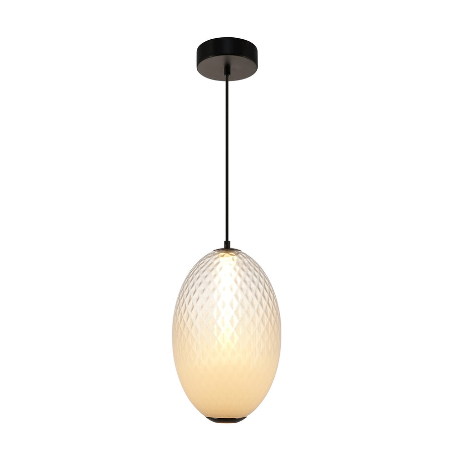 CELESTE Luminaire suspendu verre blanc ou fumé 10"D AC6941