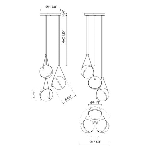 ARIES luminaire suspendu noir, doré, chrome CH76718| Luminaire Plus.ca
