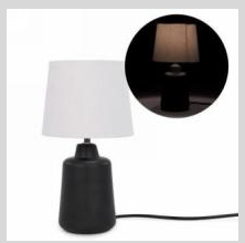 lampe de table base noir/abat-jour blanc