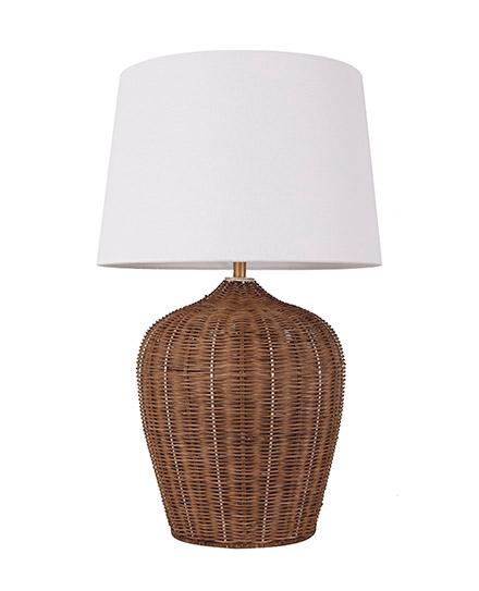 STELLAN lampe de table rotin et blanc LL2183 | Luminaire Plus.ca
