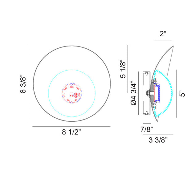 CARAVON luminaire murale 8" W17001MB