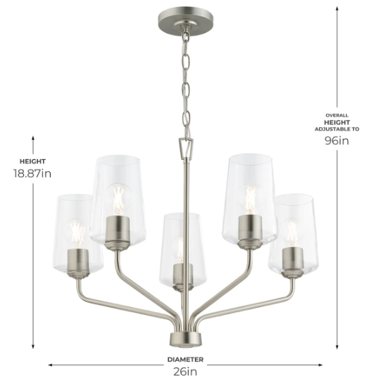 CELINO luminaire suspendu 26"D nickel brossé et verre clair P400442-009