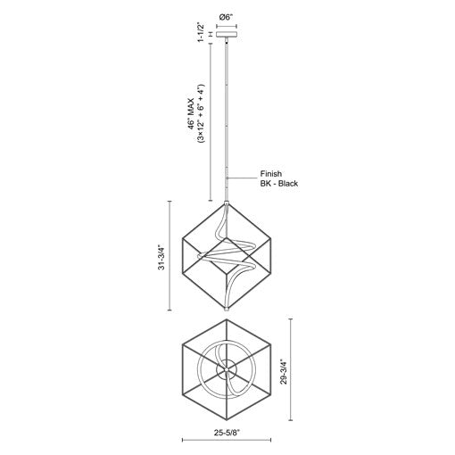 SCRIPT luminaire suspendu noir PD29226-BK