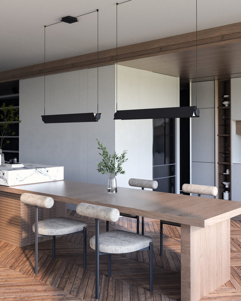 PHOENIX luminaire suspendu linéaire noir et blanc del intégré 36"