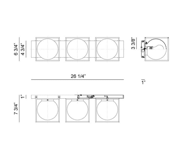 SQUIRCLE luminaire mural noir 26"L S03803BK