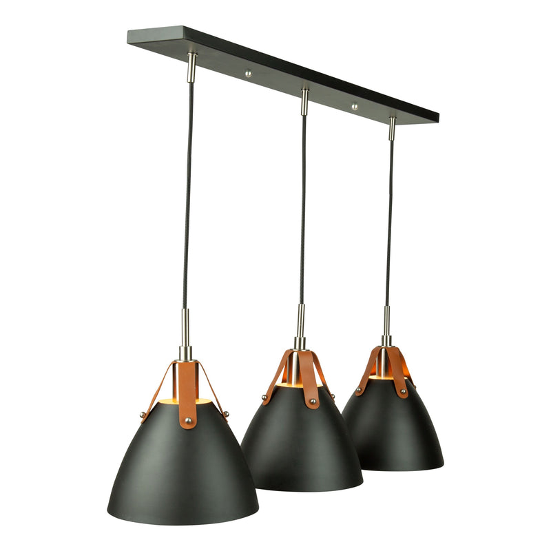 TOTE suspendu noir et cuir brun 30'' SC13324BK | Luminaire Plus.ca