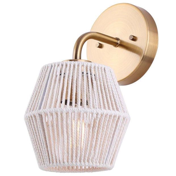 WILLOW luminaire mural doré et  corde blanche IVL1120A01GD | Luminaire Plus.ca