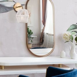 WILLOW luminaire mural doré et  corde blanche IVL1120A01GD | Luminaire Plus.ca