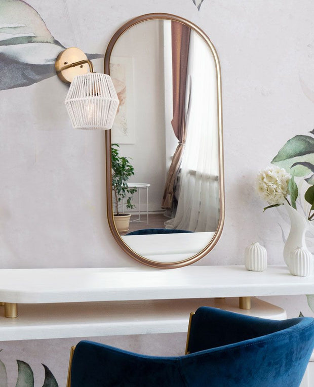 WILLOW luminaire mural doré et  corde blanche IVL1120A01GD | Luminaire Plus.ca