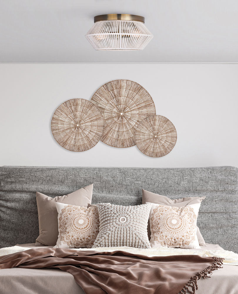 WILLOW luminaire plafonnier doré et corde blanche IFM1120A13GD | Luminaire Plus.ca