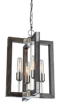 GATEHOUSE luminaire suspendu bois et nickel brossé AC11654BN