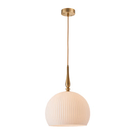 KATE Luminaire suspendu avec abat-jour en verre nervuré blanc 10''D AC12110