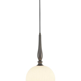 KATE Luminaire suspendu avec abat-jour en verre nervuré blanc 10''D AC12110