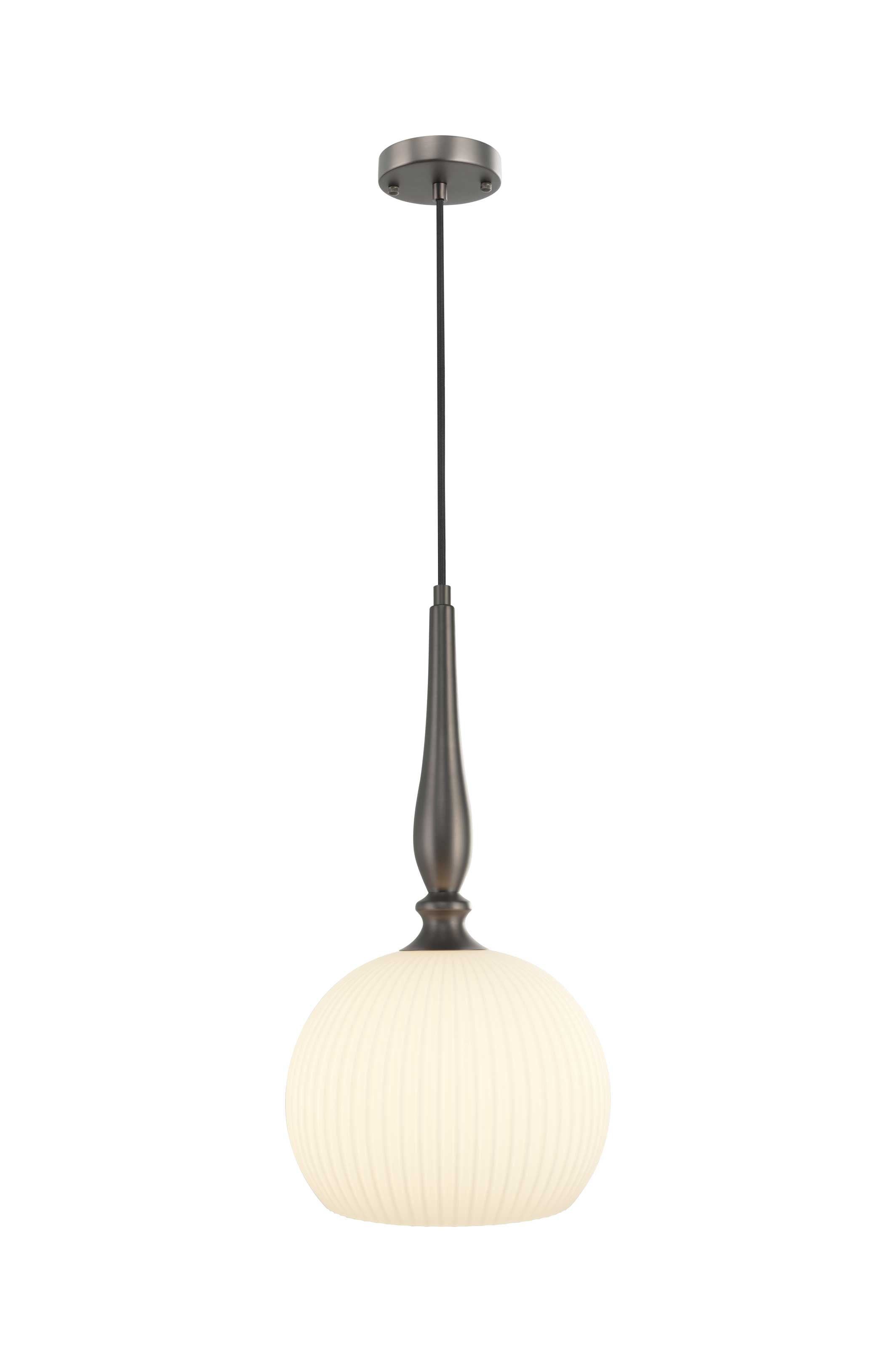 KATE Luminaire suspendu avec abat-jour en verre nervuré blanc 10''D AC12110
