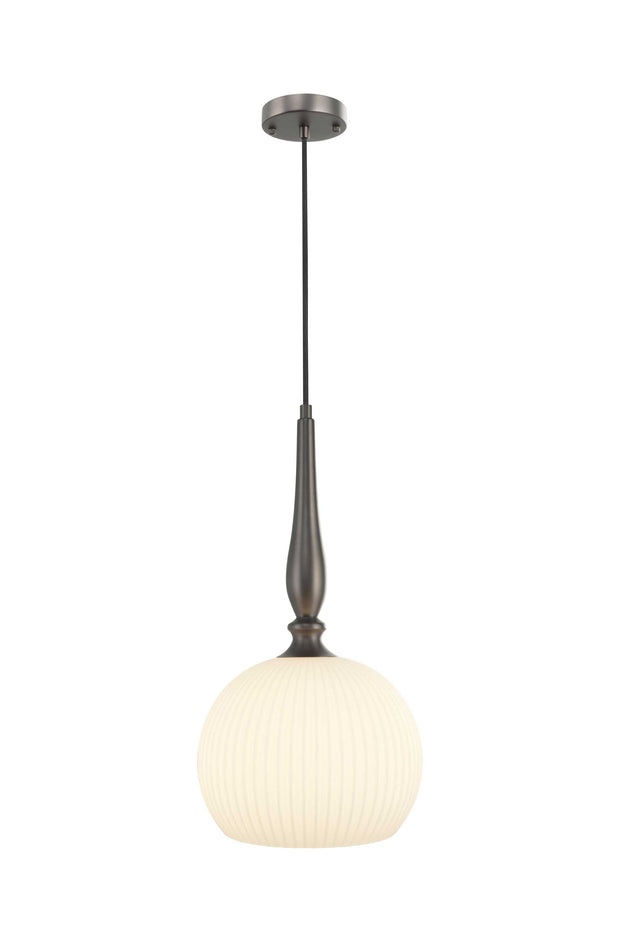 KATE Luminaire suspendu avec abat-jour en verre nervuré blanc 10''D AC12110