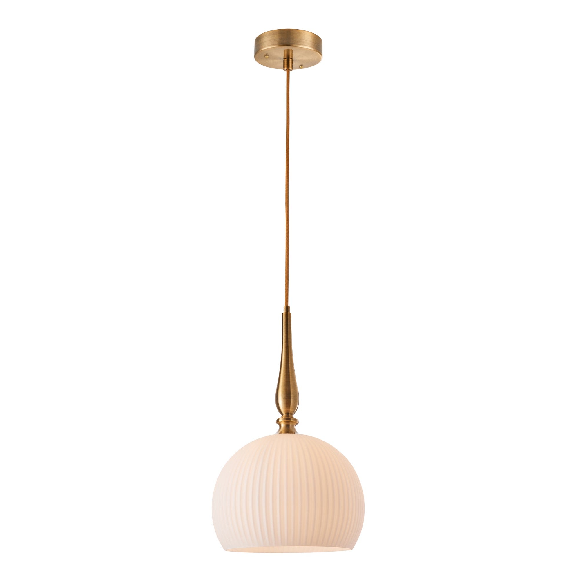 KATE Luminaire suspendu avec abat-jour en verre nervuré blanc 14''D AC12111