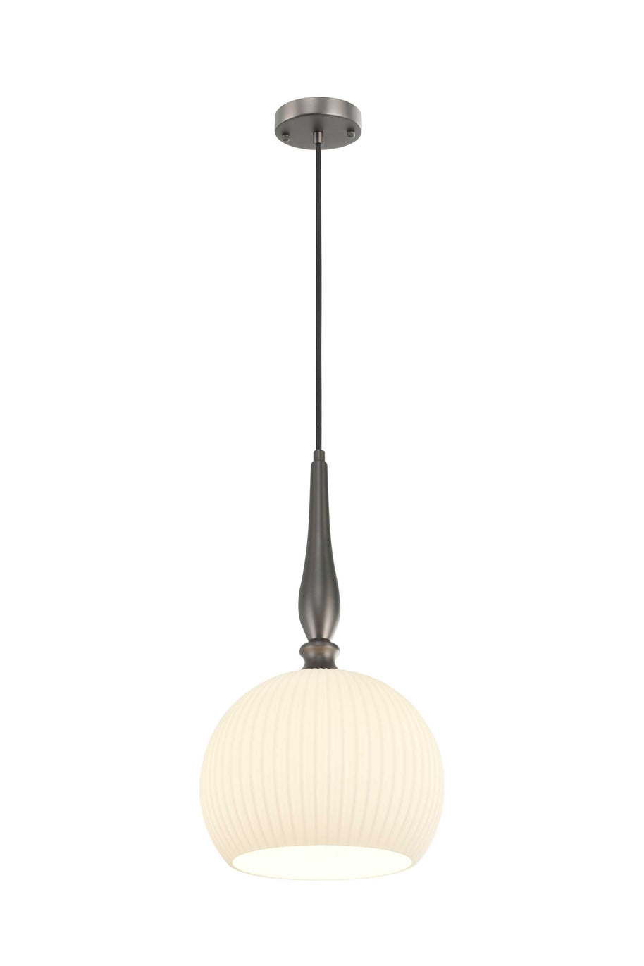 KATE Luminaire suspendu avec abat-jour en verre nervuré blanc 14''D AC12111