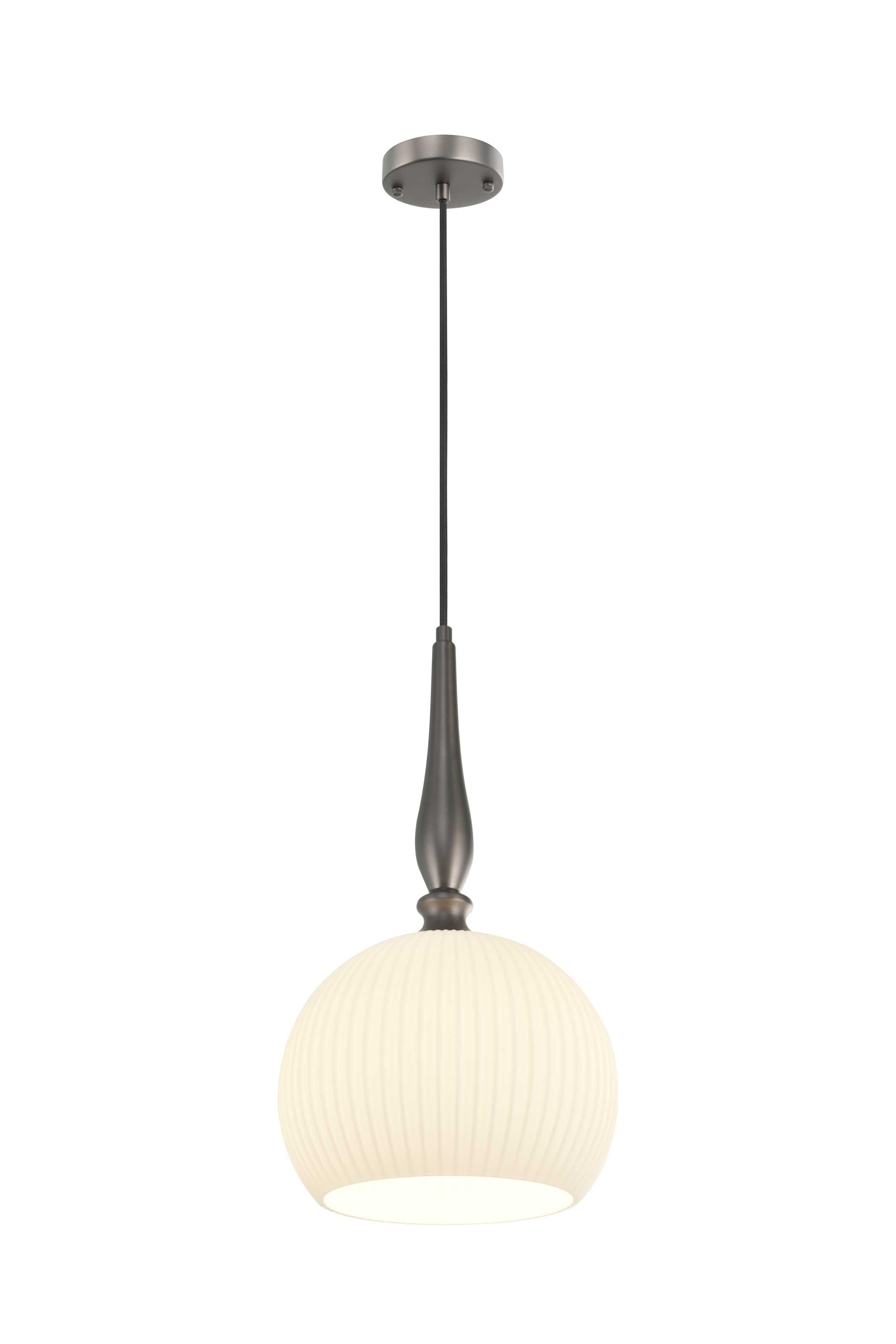 KATE Luminaire suspendu avec abat-jour en verre nervuré blanc 14''D AC12111