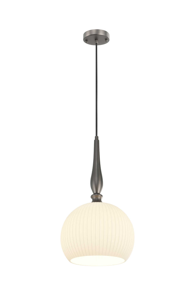 KATE Luminaire suspendu avec abat-jour en verre nervuré blanc 14''D AC12111