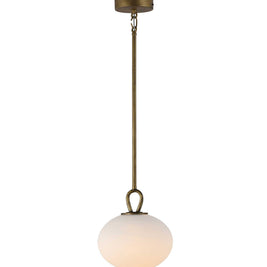 VELORA Luminaire suspendu laiton antique et verre givré 9 1/4''D AC12250LB