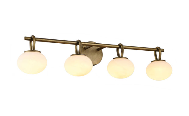 VELORA Luminaire mural laiton antique et verres givrés 32'' L AC12254LB