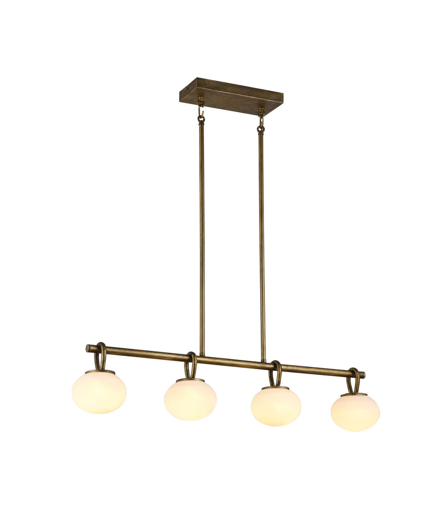 VELORA Luminaire suspendu laiton antique avec verres givrés - 34 3/4''L AC12257LB