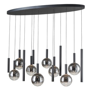MODELLA Luminaire suspendu noir et verres fumés 21''L AC5004BK