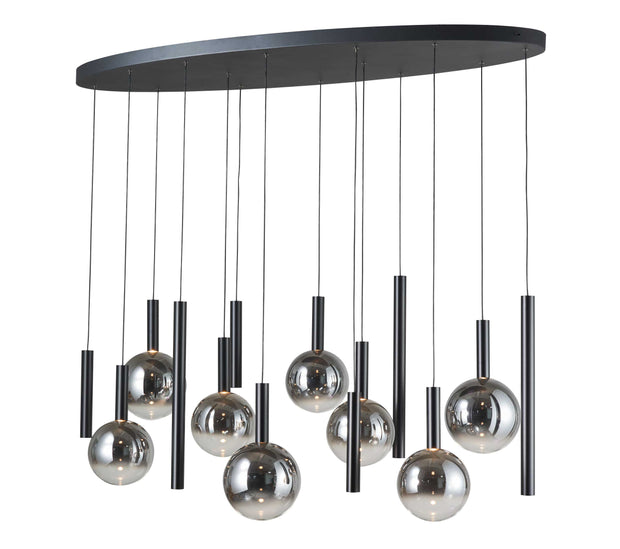 MODELLA Luminaire suspendu noir et verres fumés 21''L AC5004BK