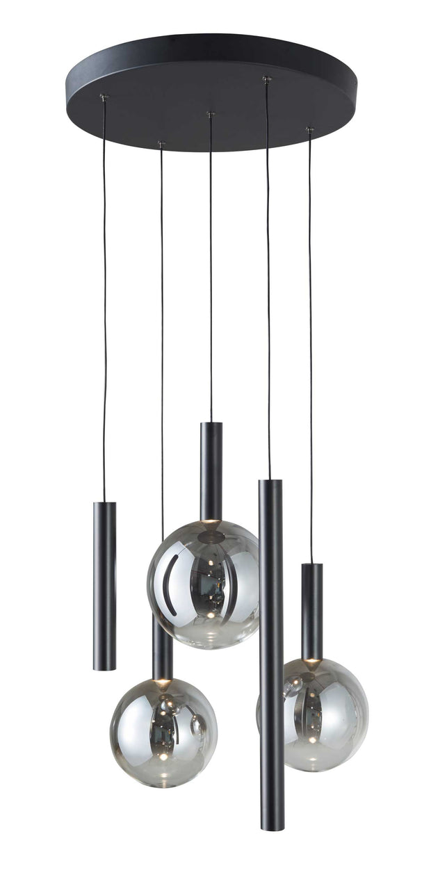 MODELLA Luminaire suspendu noir et verres fumés 21''D AC5005BK