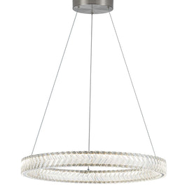 CHEVRON Luminaire suspendu nickel brossé et cristal 24