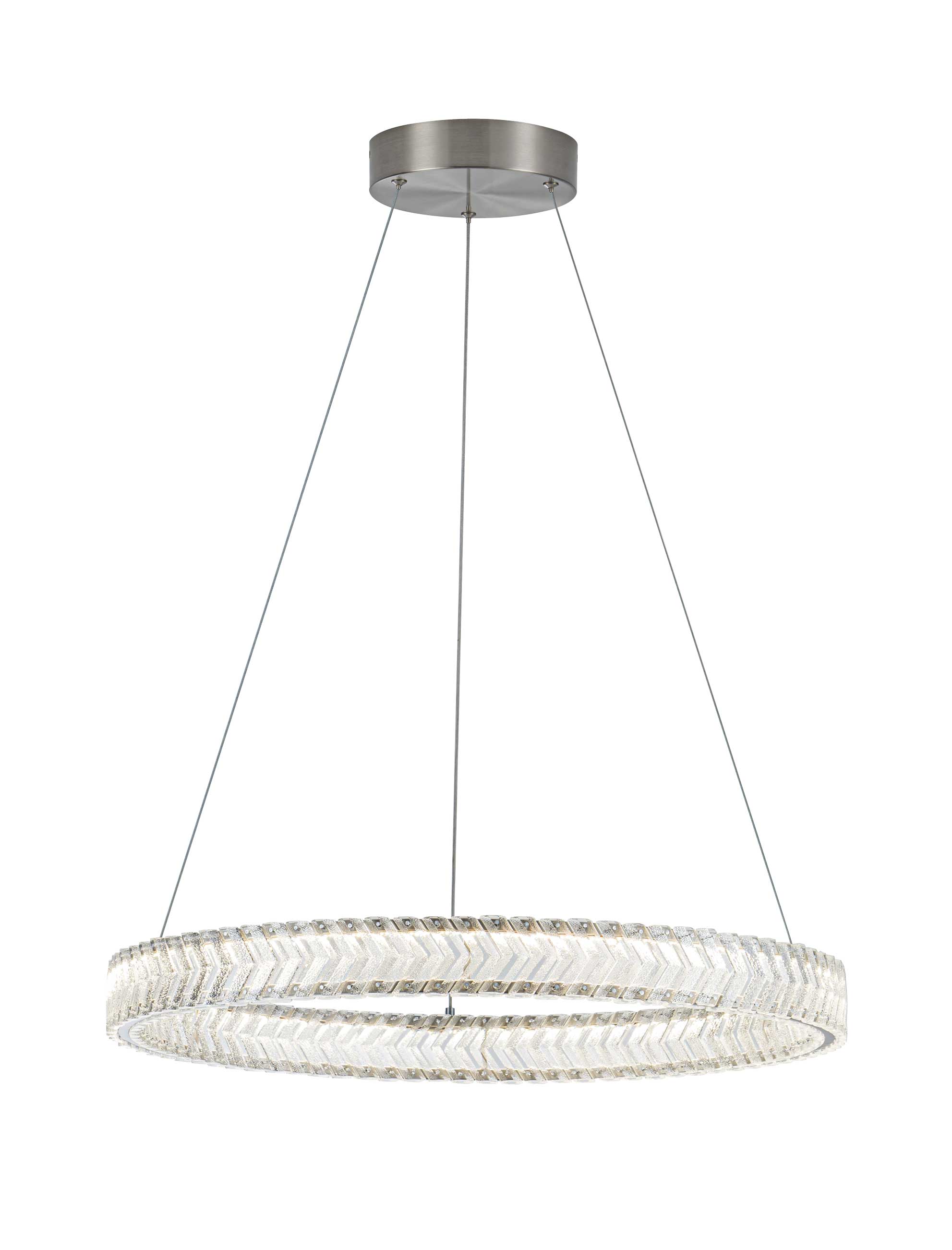 CHEVRON Luminaire suspendu nickel brossé et cristal 24