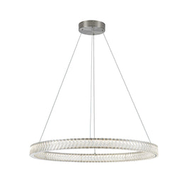 CHEVRON Luminaire suspendu nickel brossé et cristal 24