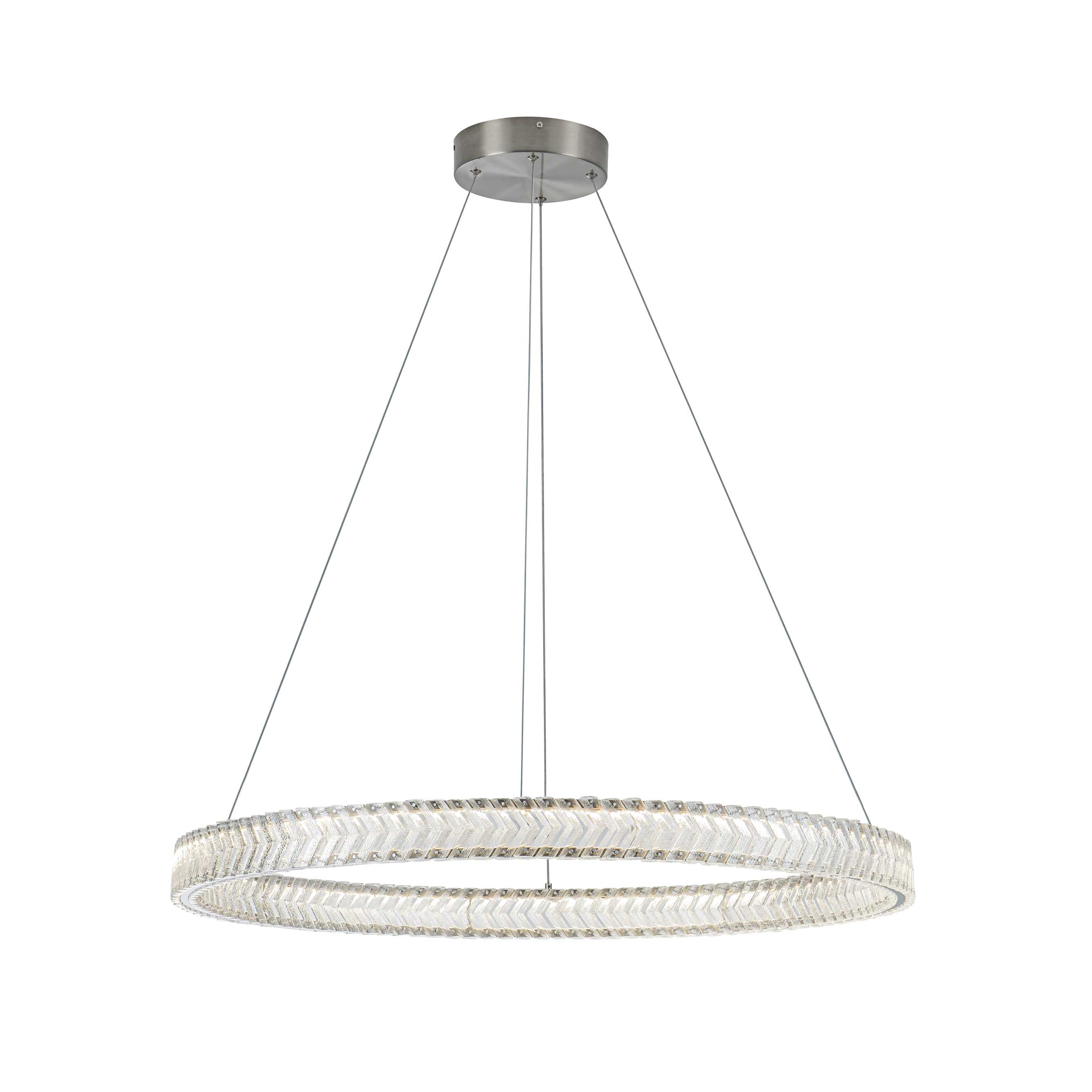 CHEVRON Luminaire suspendu nickel brossé et cristal 24