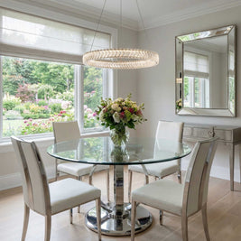 CHEVRON Luminaire suspendu nickel brossé et cristal 24