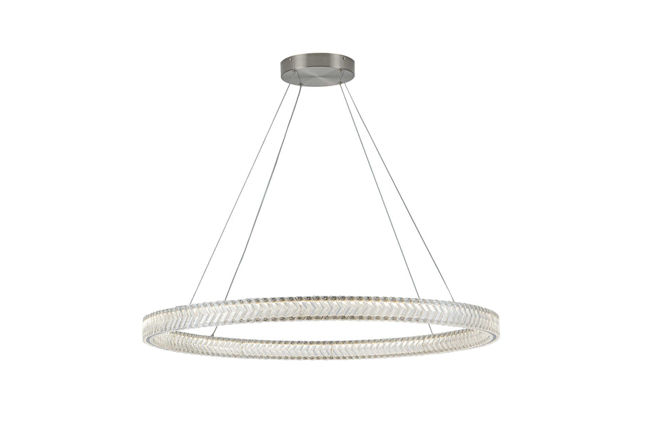 CHEVRON Luminaire suspendu nickel brossé et cristal 24