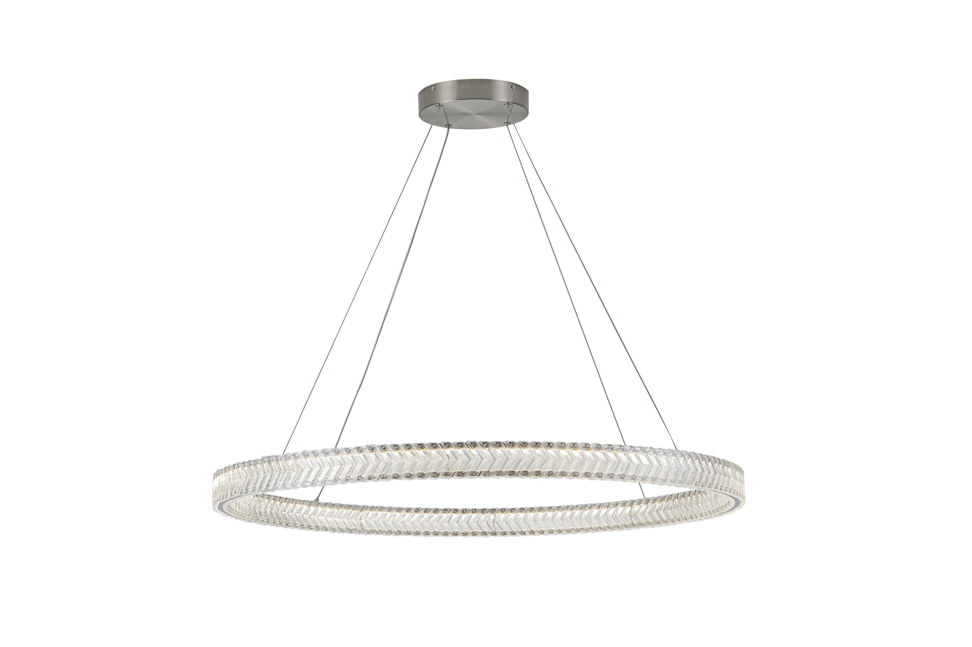 CHEVRON Luminaire suspendu nickel brossé et cristal 24