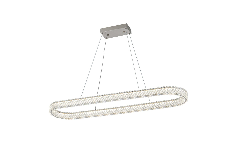 CHEVRON Luminaire suspendu nickel brossé et cristal 12'' L AC5054BN