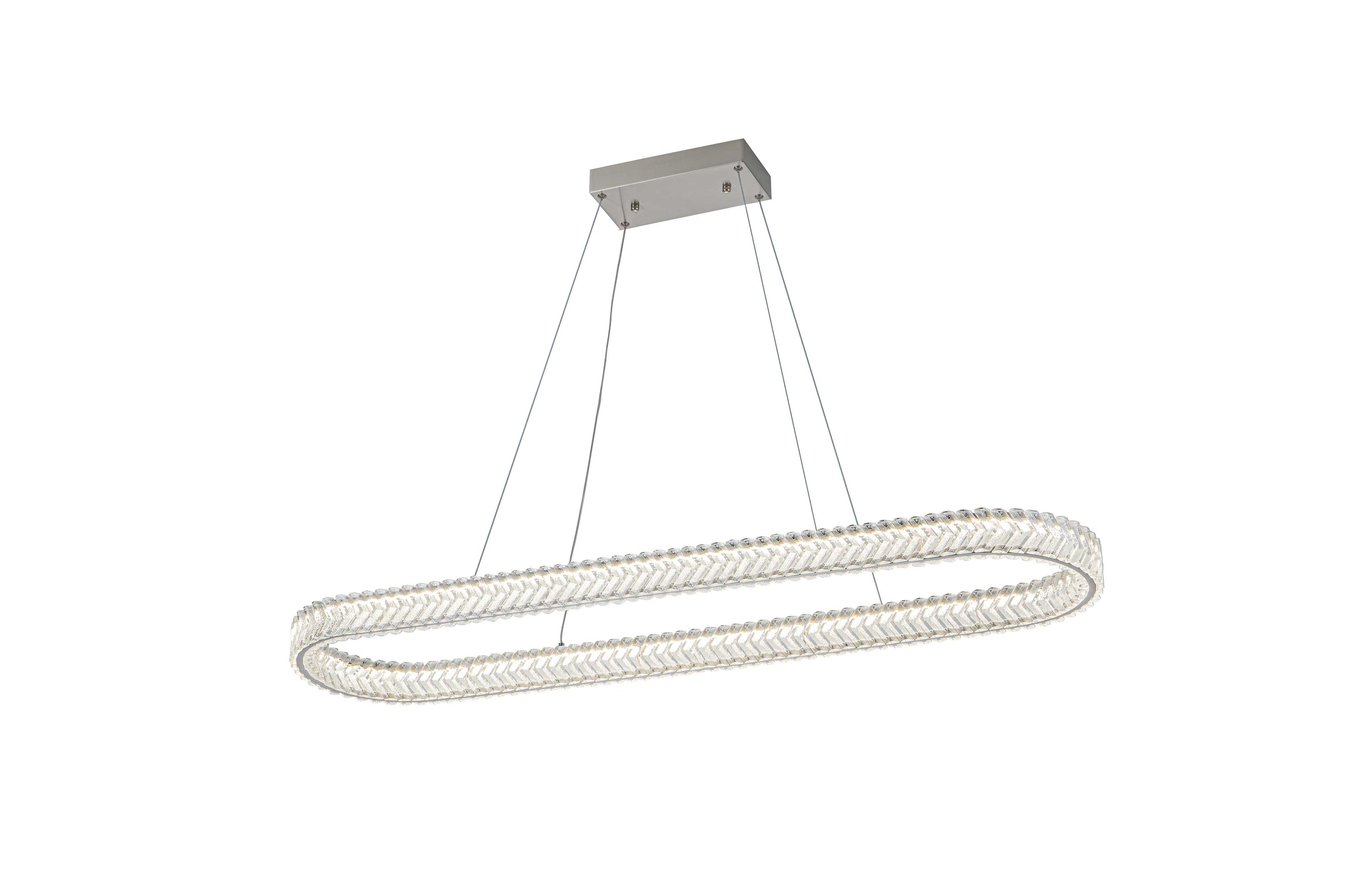 CHEVRON Luminaire suspendu nickel brossé et cristal 12'' L AC5054BN