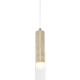 ZARA Luminaire suspendu nickel brossé et travertin 2,75''D AC5100BN