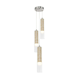 ZARA Luminaire suspendu nickel brossé et travertin 8''D AC5103BN