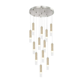 ZARA Luminaire suspendu nickel brossé et travertin 19 3/4''D AC5104BN