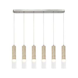 ZARA Luminaire suspendu nickel brossé et travertin 40''L AC5106BN
