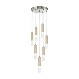 ZARA Luminaire suspendu nickel brossé et travertin 11 3/4''D AC5107BN