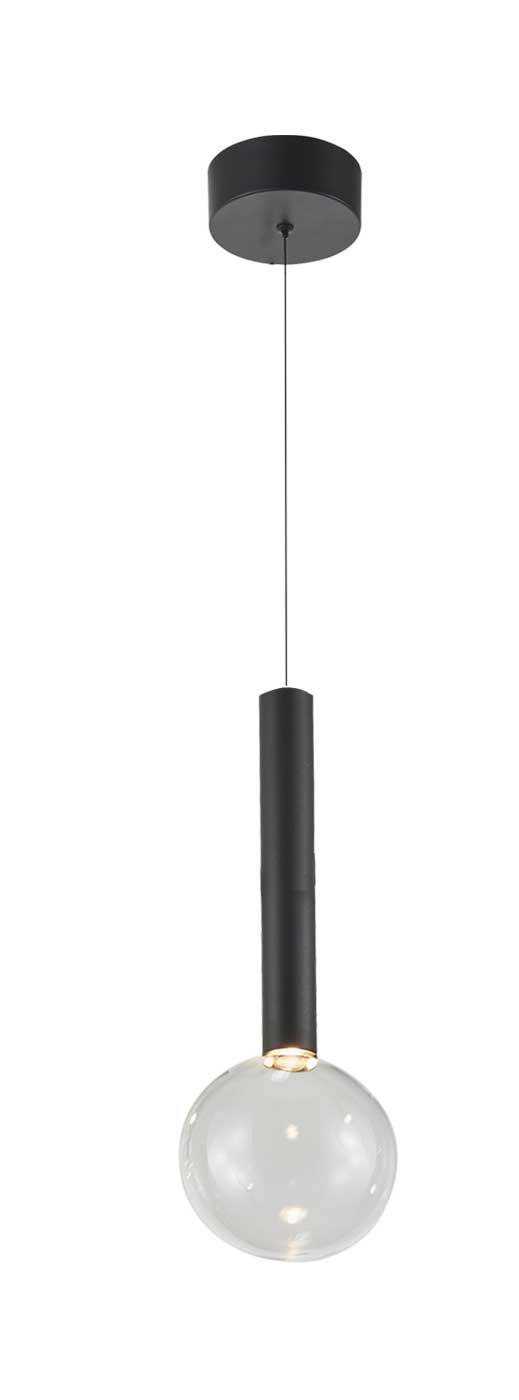 TERRA Luminaire suspendu noir et verre clair 4 3/4''D AC6850BK