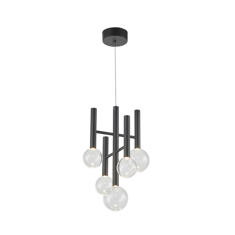 TERRA Luminaire suspendu noir et verres clairs 12''L AC6855BK