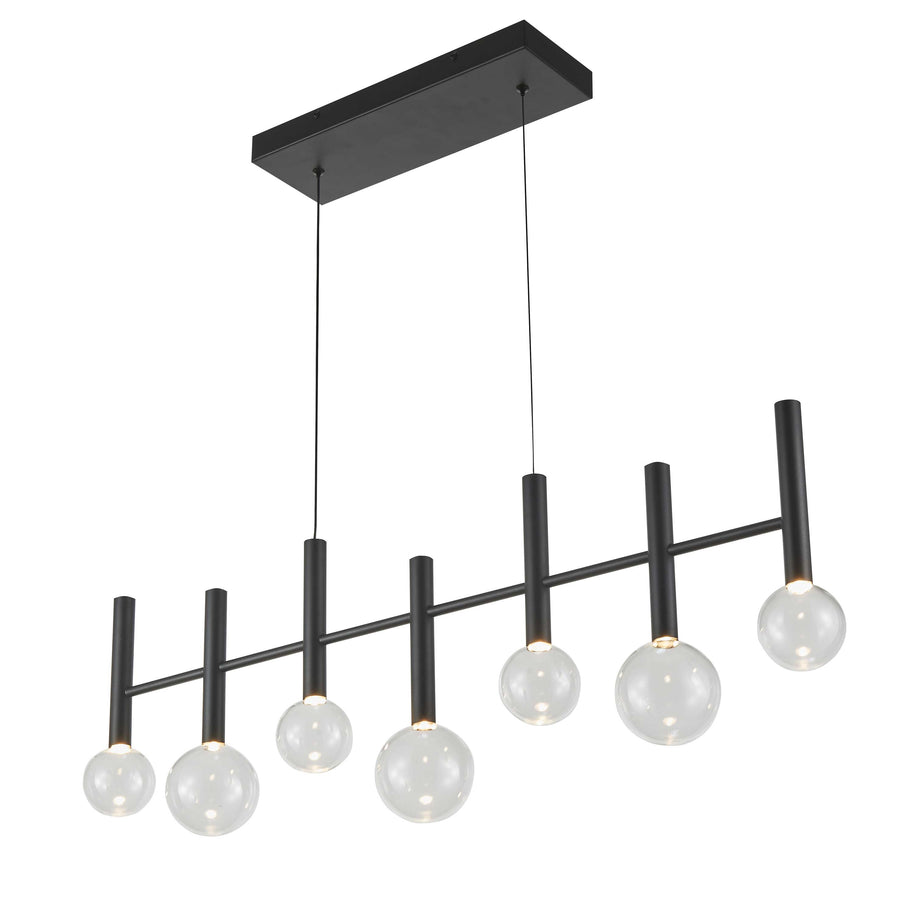TERRA Luminaire suspendu noir et verres clairs 38 1/2''L AC6857BK